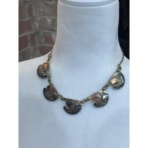 Geometric Brutalist Necklace Pendant Choker Copper Brass Silver Artisan Handmade